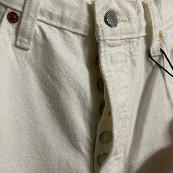 Levi’s White 501 Original Cropped White Ripped Jeans - Picture 2 of 6